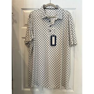 Boston Scott Golf Polo Poly Spandex White GOAT Print Modern Fit XXL NWT